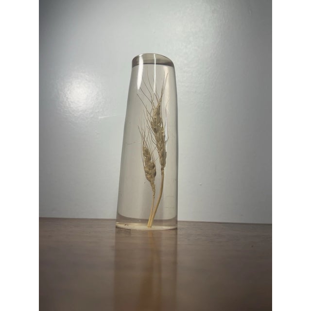 1970s Vintage Daisyglas Hand Crafted Lucite Resin Wheat Paperweight Decor Campbell Ca For Sale - Image 5 of 11