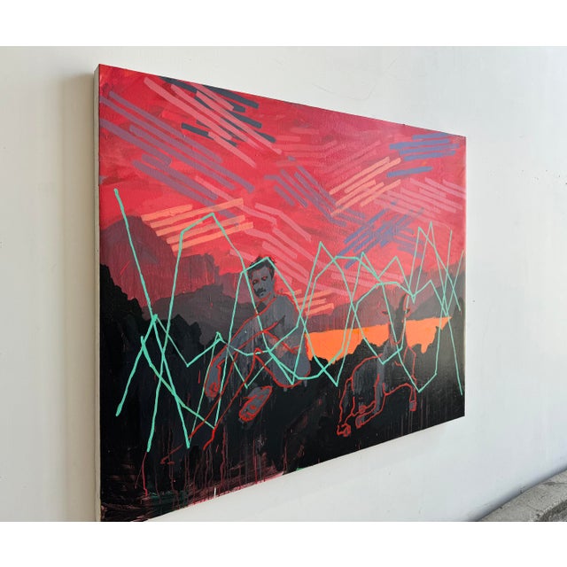 Abstract El Diablo Acrylic Painting on Canvas Mounted on Wood by Bret Hansen For Sale - Image 3 of 12