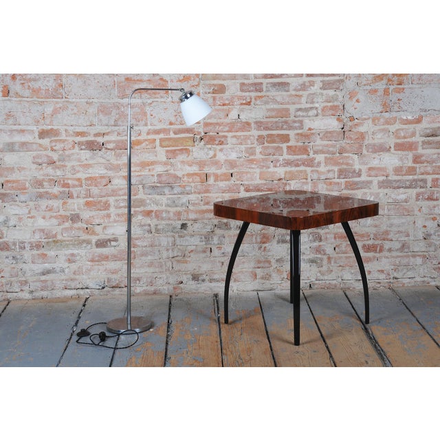 Czech Bauhaus Floor Lamp in Chromed Steel and Opaline Glass, 1930s For Sale - Image 10 of 13