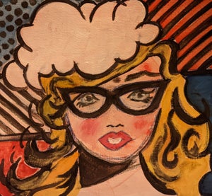 Contemporary Pop Art Style Mixed-Media Portrait Painting