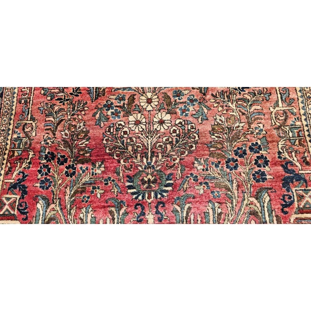 Antique Persian Sarouk Area Rug, Hand-Knotted Wool, Allover Floral Pattern, 3x5, Red & Navy For Sale - Image 14 of 16