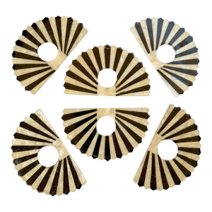 1980s Fan Shaped Capiz Shell Napkin Rings, Set of 6