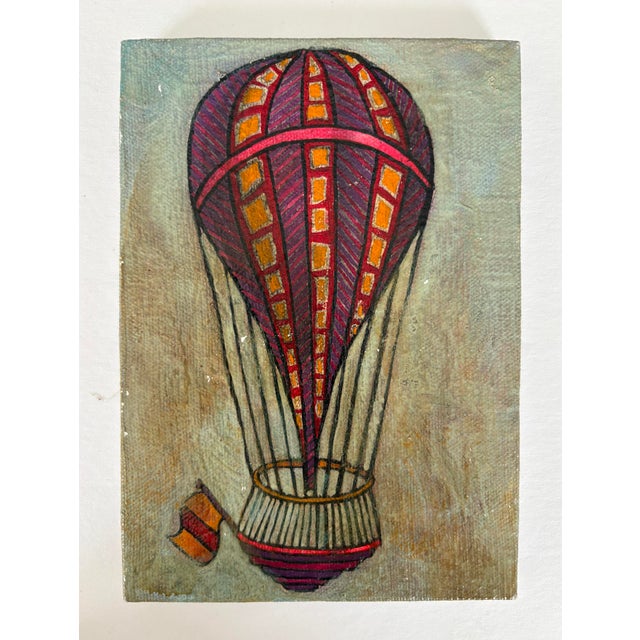 Blue Vintage Mini Folk Art Paintings, Set of 3 - Unknown Arist For Sale - Image 8 of 15