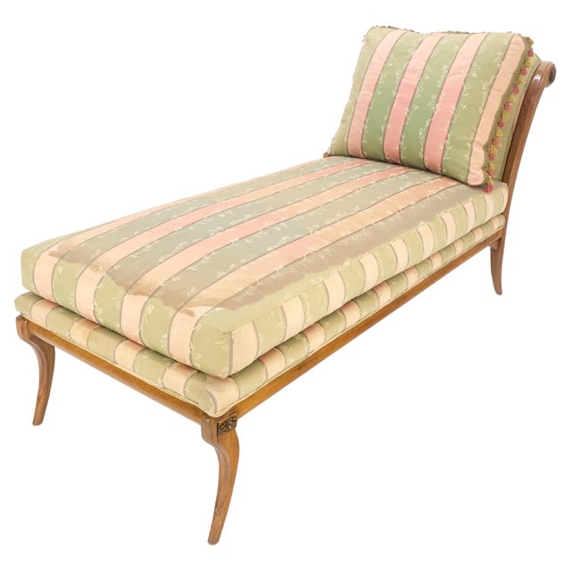 Wood Klismos Light Carved Walnut Frame Chaise Lounge Chair Stunning MIINT Frame! For Sale - Image 7 of 13