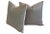 Pair of custom-made pillows in pale dove gray Italian Spinneybeck pebble grain leather. The leather comes from hides...