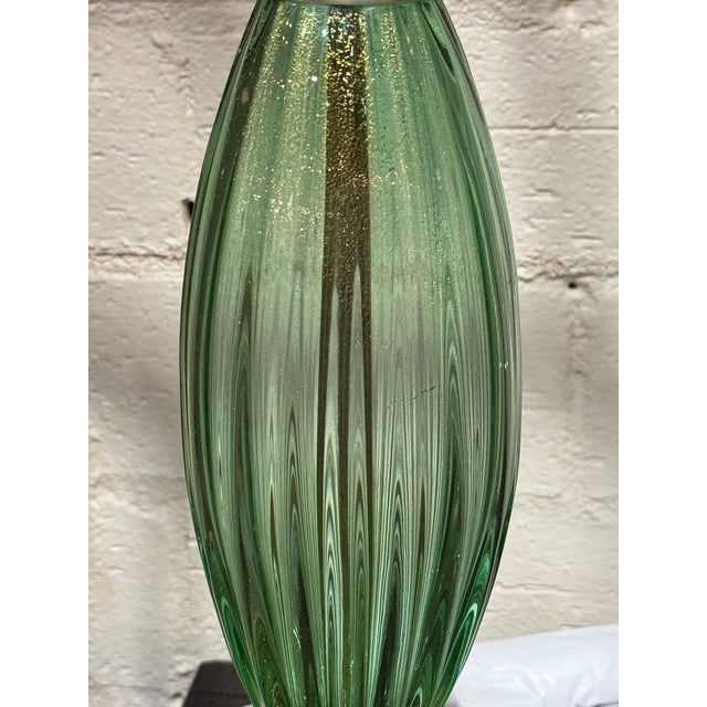 Glass Modern Green Murano Glass Lamps - Pair For Sale - Image 7 of 9