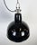 Industrial Black Enamel Factory Lamp with Cast Iron Top, 1950s For Sale - Image 6 of 16