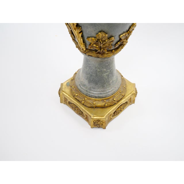 Italian Louis XVI-Style Gray Marble / Gilt-Bronze Mounted Urn, Late 19th Century For Sale - Image 11 of 15