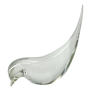 Seguso Italian Murano Clear Art Glass Bird Figurine For Sale