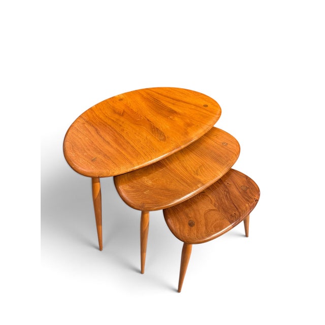 Wood Nesting Tables by Lucian Ercolani for Ercol, 1960s, Set of 3 For Sale - Image 7 of 13