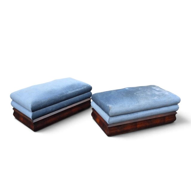 Pair of American Empire Figured Mahogany Box-Seat Ottomans With Ogee-Molded Bases, Circa 1850 For Sale - Image 9 of 9