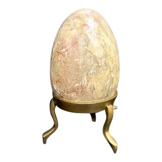 Marble Egg Sculpture on Brass Stand For Sale
