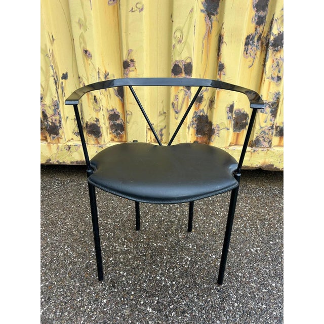 80s armchair with black lacquered metal base, Cattelan Italia edition This piece has an attribution mark, I am sure that...
