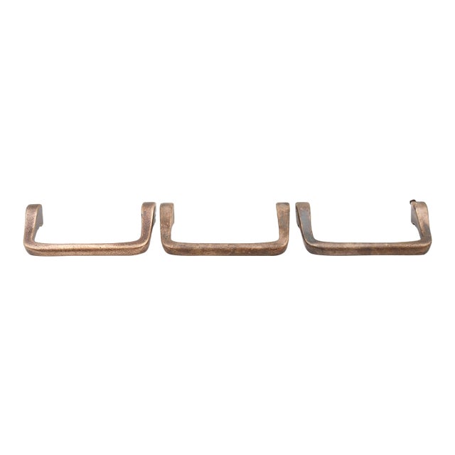 Set of Vintage 4.25 In. Brass Curved Drawer Pulls For Sale