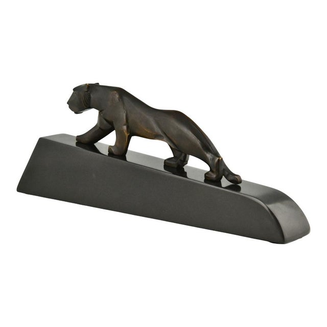Art Deco Panther Sculpture, 1925, Bronze on Marble Base For Sale - Image 6 of 12