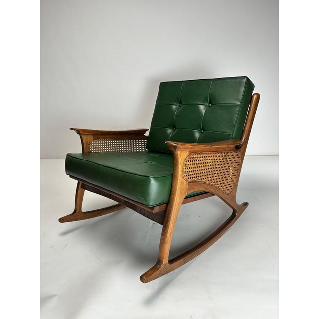 Gold Mid-Century Modern Cane Rocking Chair, 1950s For Sale - Image 8 of 16