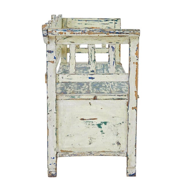 Rustic Large Swedish Painted Pine Bench, 1890s For Sale - Image 3 of 12
