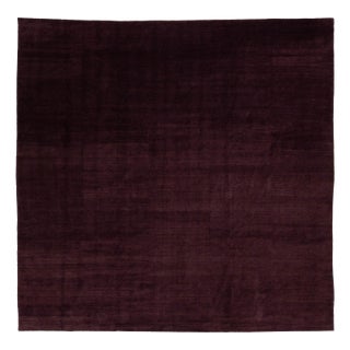 Modern Rug Made From Wool and Silk Featuring a Tibetan Weave Design in Purple For Sale