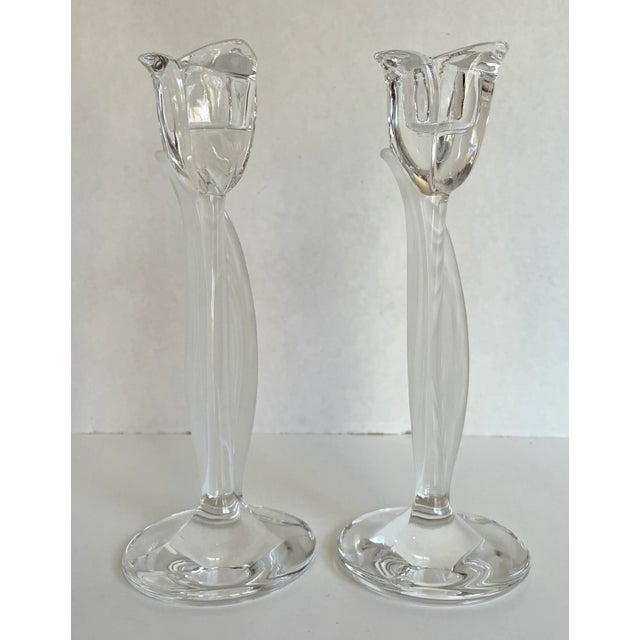 Here is a pair of charming candle holders from the 1980's by Mikasa in the shape of tulip stems. The tulip and center stem...