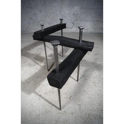 Coffee Table in Wood and Steel by Frederic Gaillard For Sale - Image 6 of 8