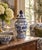 A classic blue and white ginger jar, decorated throughout with delicate Chinoiserie floral motifs. The pattern is dense...