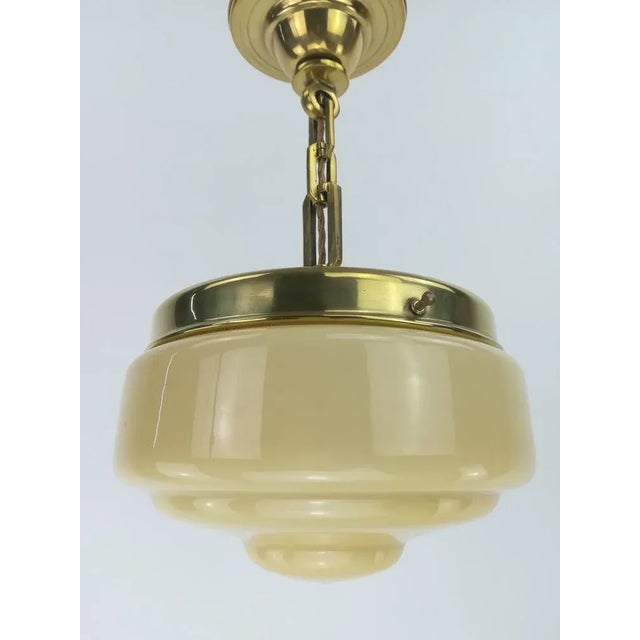 Glass and Brass Ceiling Lamp, Germany, 1930s For Sale - Image 6 of 8