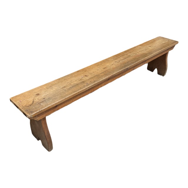 Wood Antique Pine Bench, 1900s For Sale - Image 7 of 7