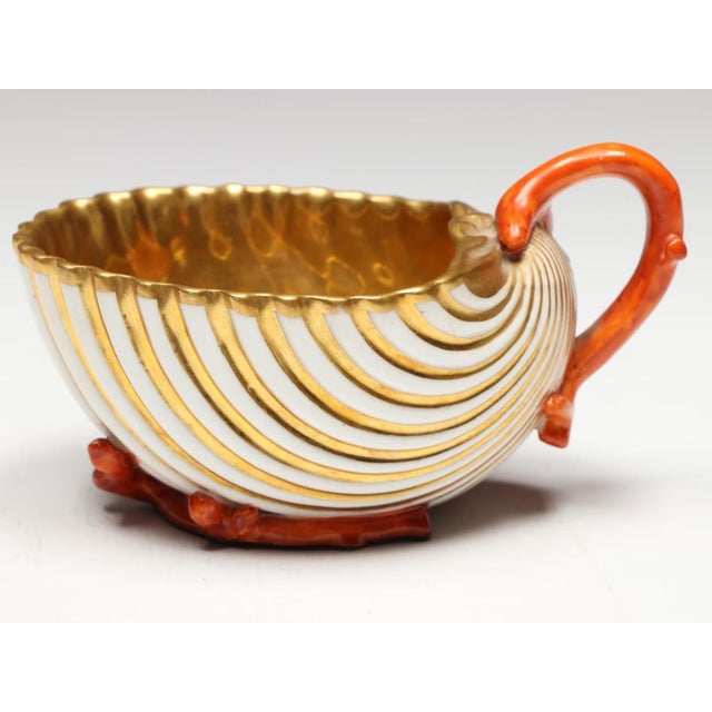 Antique Early 19th Century French Dagoty Old Paris Porcelain Sea Shell Cup & Saucer - Circa 1810 For Sale - Image 4 of 13