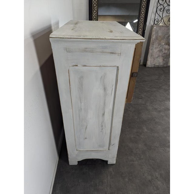Metal Small 2-Door and Drawer Buffet in White Patinated Wood For Sale - Image 7 of 8
