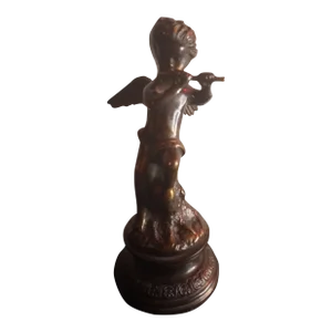 1950s French Style Solid Bronze Musical Angel Statue