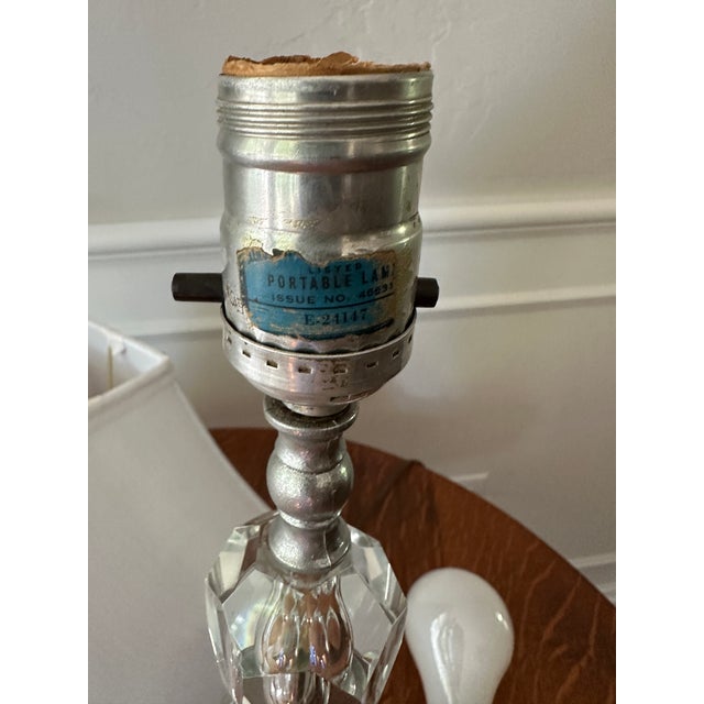 Mid 20th Century Stacked Crystals Leaded Glass Nightstand/Boudoir/Desk Lamp For Sale - Image 10 of 12