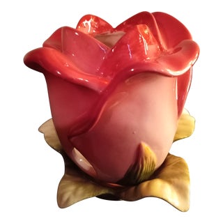 1980s Floral Ceramic Fairy Lamp For Sale