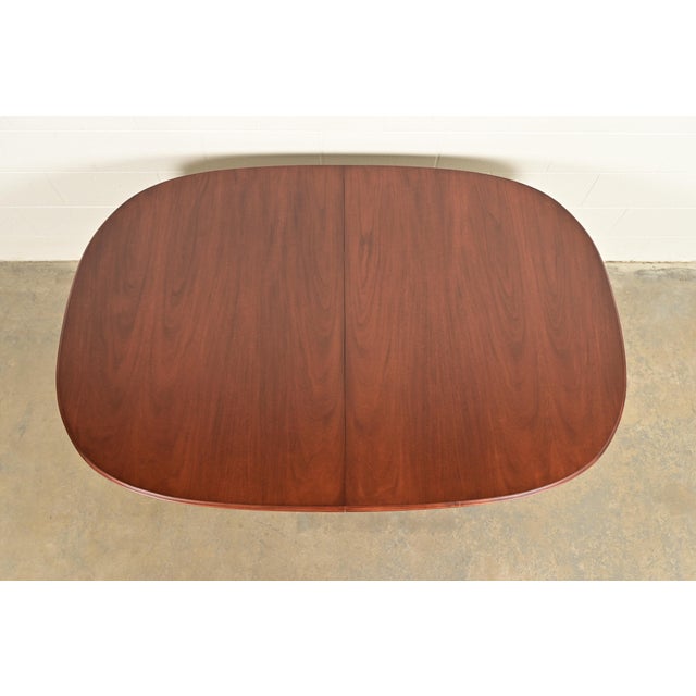 Romweber Regency Flame Mahogany Pedestal Extension Dining Table, Newly Refinished For Sale - Image 9 of 14