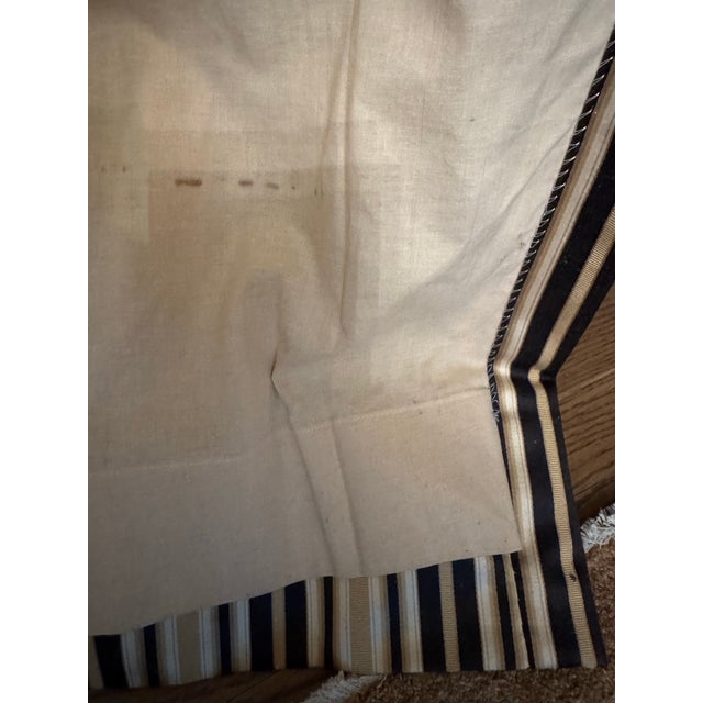 Early 21st Century Pair of Custom Interlined Striped Drapery Panels in Black, Gold & Ivory, 94” For Sale - Image 5 of 5