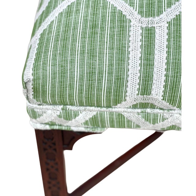 1990s 1990s Chinese Chippendale Bench in Schumacher “Ziz” For Sale - Image 5 of 8