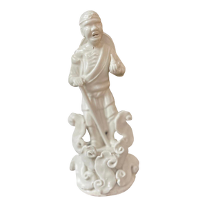 Early 20th Century Blanc De Chine Chinese Ceramic Elder Statue Immortals Asian Decor White Glaze Pottery