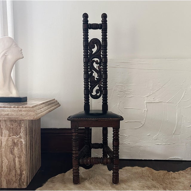 Late 20th Century Vintage Spanish Jacobean Prayer Hall Chair Chairish