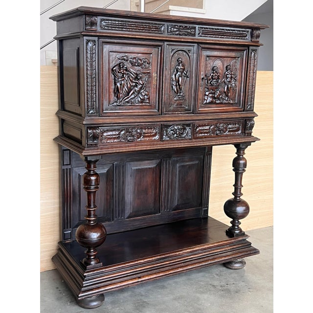 Late 19th Century Dutch Hand Carved Renaissance Raised Cabinet For Sale - Image 18 of 18