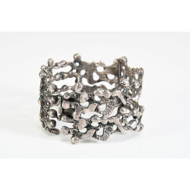 Mid-Century Modern Mid-Century Modernist Brutalist 835 Silver Bracelet by Pegria in the style of Guy Vidal, Italy, 1960s For Sale - Image 3 of 10