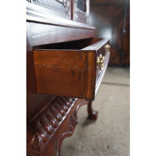 Mahogany Chippendale Ball & Claw Curio Display Bookcase China Cabinet For Sale - Image 9 of 12