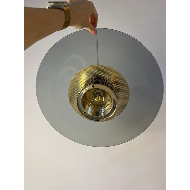 Metal Pendant Lamp in Smoked Glass and Brass by Jan Eskil Eskilsson for Belid For Sale - Image 7 of 11