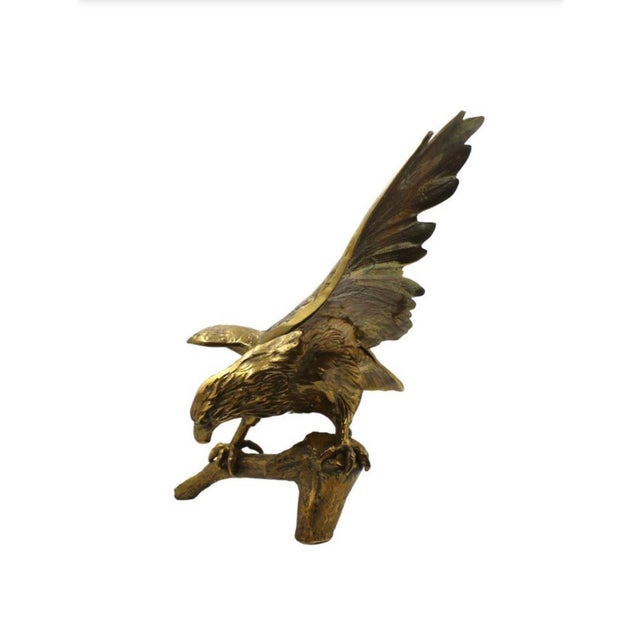 Metal Vintage Brass American Bald Eagle Sculpture For Sale - Image 7 of 7