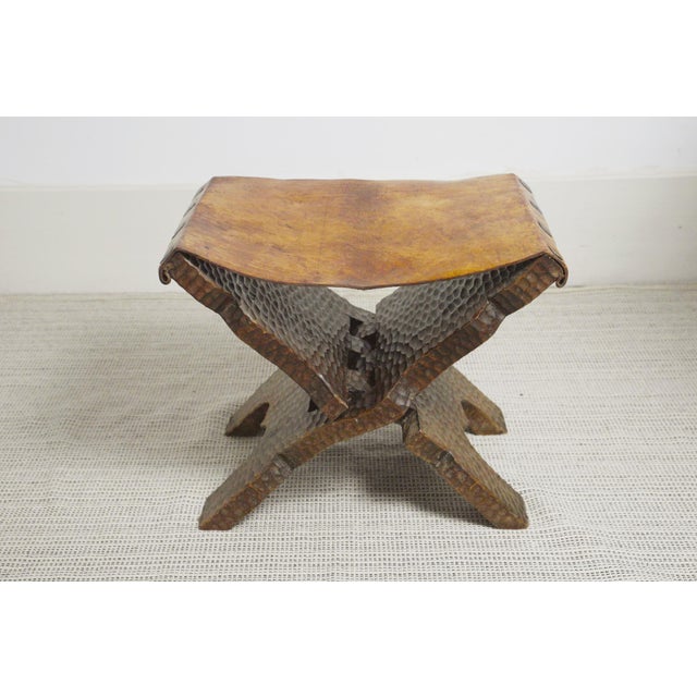 Brutalist Folding Stool in Leather, 1950s For Sale - Image 12 of 18