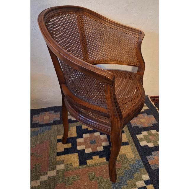 20th Century Louis XV Half-Moon Rattan and Hardwood Armchair For Sale - Image 13 of 16