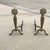 A pair of early 19th Century Hand Forged flower Andirons Chenets. Molded inscriptions on reverse, "2909-3" and "HOWES"...