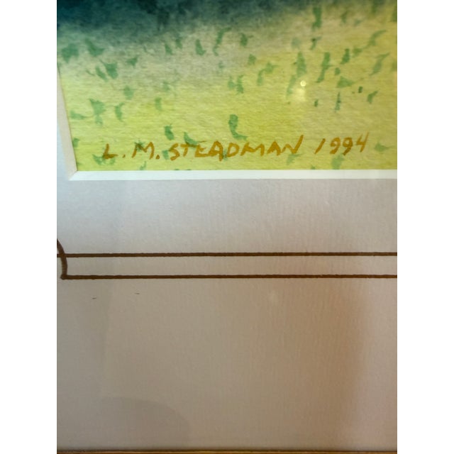 Traditional L. M. Steadman Spring Sun at Jim & Allisons Watercolor Painting, Framed For Sale - Image 3 of 12