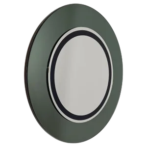 Space Age Italian Round Mirror in Blue-Green Smoked Glass by Franz J. Sartori, 1970s