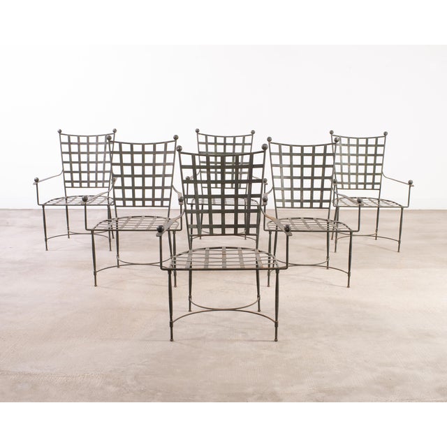 Mid-Century Modern Set of Six Mario Papperzini Lattice Garden Dining Armchairs For Sale - Image 3 of 18