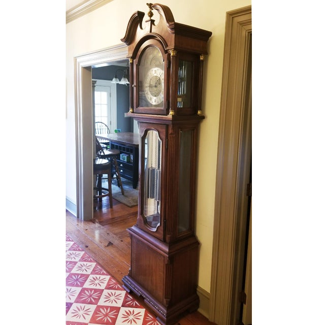 Limited Edition 1978 Ridgeway Grandfather Clock Inlaid Mahogany Date Month Moon Chairish