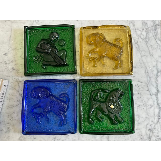 Mid-Century Modern Mid-Century Polish Glass Zodiac Block Aquarius, 1956 For Sale - Image 3 of 12